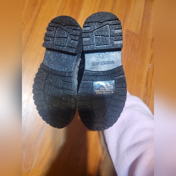 INCERELY JULES BLACK HEATHER GLITTER SOLE CHELSEA FUR BOOT TODDLER SIZE 8 - Picture 2 of 5